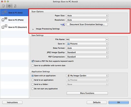 figure: Settings dialog